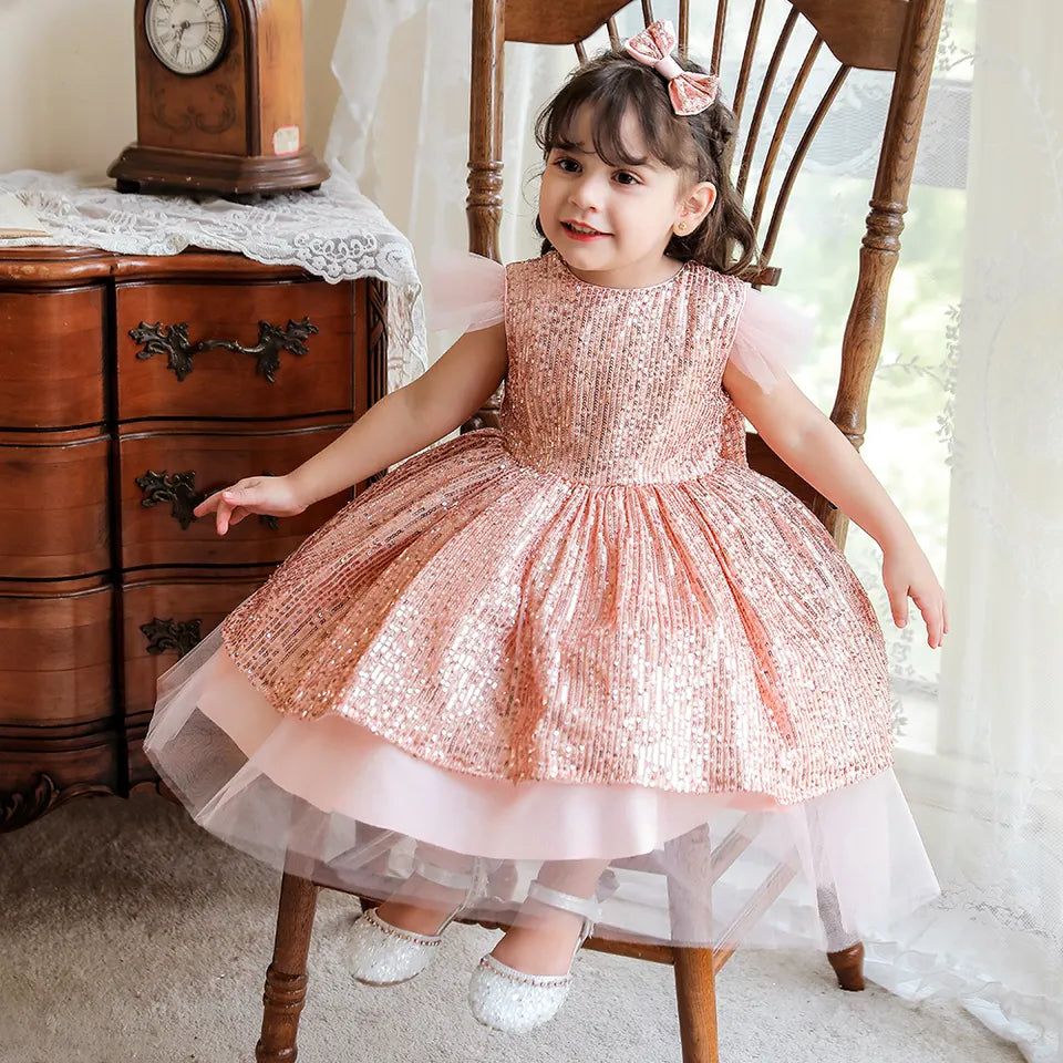 Baby Girls First Birthday Party Golden Ball Gown Dress - China Princess  Dress and Children Dress price | Made-in-China.com